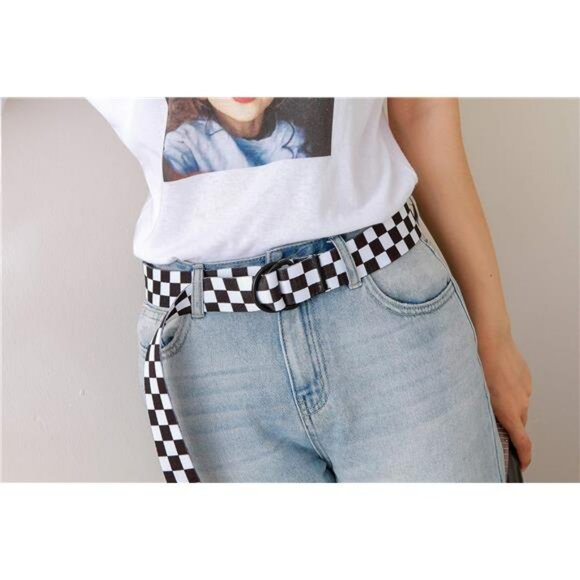 Canvas web belt double d ring buckle adjustable casual belt for jeans shorts pan - Picture 6 of 7